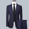 Traje ajustado de tres piezas estilo coreano para hombre: perfecto para novios, bodas y uso profesional.