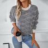 Long Sleeve Loose Cardigan Vintage O Neck Sweater Solid Color Knitwear Top Autumn Winter