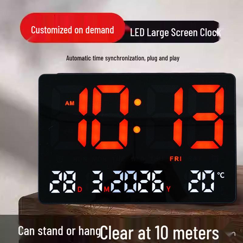 Smart LED Digital Calendar Clock: Wall-Mountable, Night Light, Alarm, Perpetual Time Display.