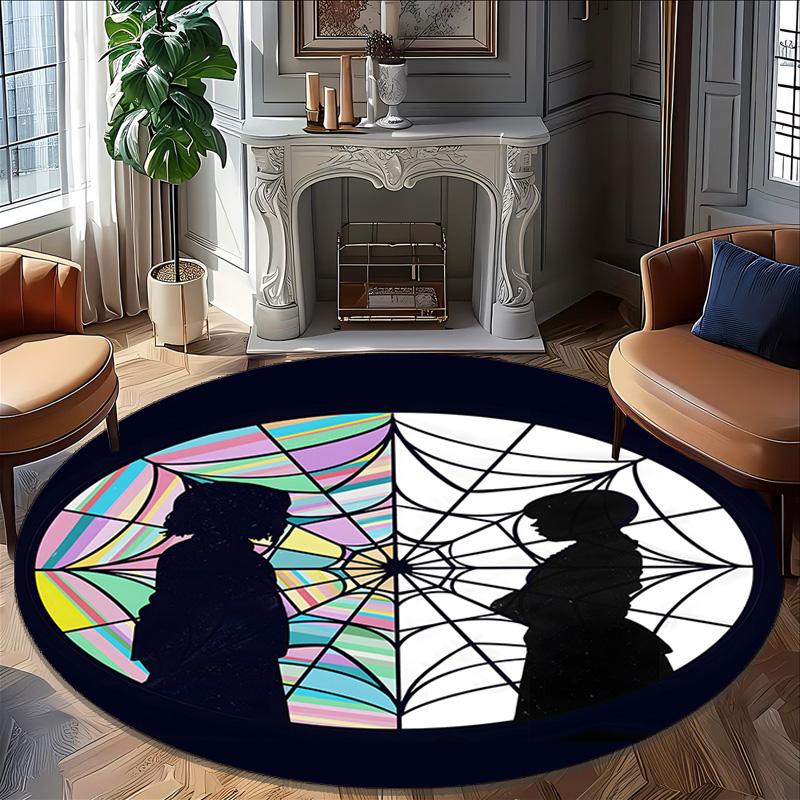 1pc Addams Family Wednesday7 Print Round Carpet Chair Round Carpet Suitable for Bedroom Living Room Home Decorative Carpet