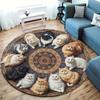 VIKAMA  Charming Kitten-Motif Vintage Round Rug Living Room, Study, Office Chair Round Mat Stylish Home Decor Rug