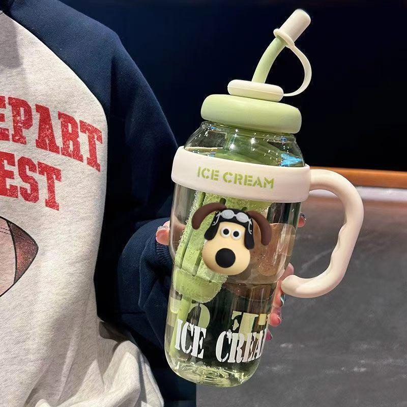 Lucky Belly Jumbo Water Bottle with Tea Infuser, Straw, High-Value Handle, and Convenient Ice Holder