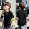 Korean Style Boys' Short-Sleeve Henley Collar T-Shirt, Loose Pure Cotton, Summer New Arrival Trendy Base Layer for Middle and Older Children