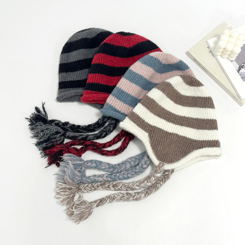 Женская и мужская однобортная вязаная шерстяная шапка C7582_Pink