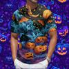 Men's Quick Dry Round Neck Short Sleeve T-Shirt with Halloween Print for Workout and Running