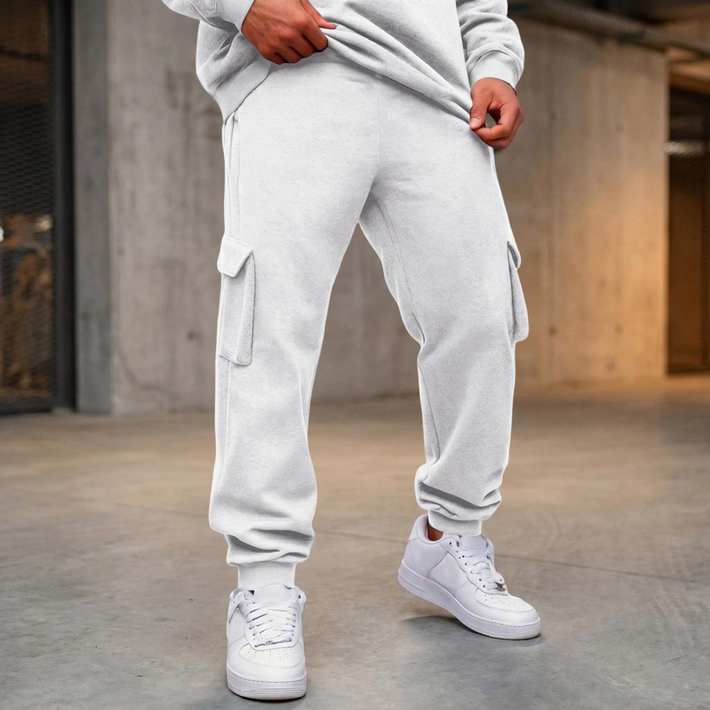 Herren Cargojogginghose mit 4 Taschen, Elastischer Bund mit Kordelzug, Lockere Passform, Verjüngtes Bein, Lässige Arbeitshose