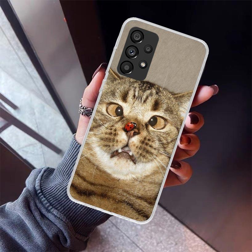 Pet Cat Funny Memes Phone Case For Samsung Galaxy A52 A51 A50S A32 A22 A12 A02S A72 A71 A31 A70 A30S Note 20 Ultra 10 Plus S10 G