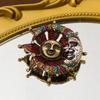 Vintage Galaxy Star And Moon Badge Helios Round Oil Drip Diamond Brooch Brooch Accessories