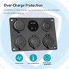 6 In 1 Aluminum Panel 12V Power Socket Power Outlet 4.2A Dual USB Charger LED Voltmeter Toggle Switch for Marine RV