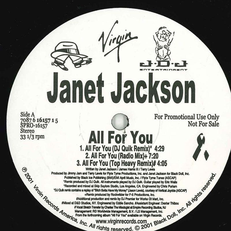 

12inch Record JANET JACKSON - All For You SPRO16157 Virgin 2001 US Pop Used