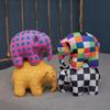 10/26CM Kinder Kawaii Anime Pluche Speelgoed Elmer de Olifant Pluche Sleutelhanger Schattige Cartoon Geruite Olifant Emma Kerstcadeau