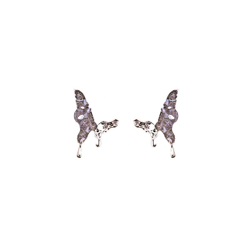 Niche Design Butterfly Stud Earrings, Light Luxury High-End Sweet And Cool Personalized Earrings, Purple And Blue Gradual Change Earrings