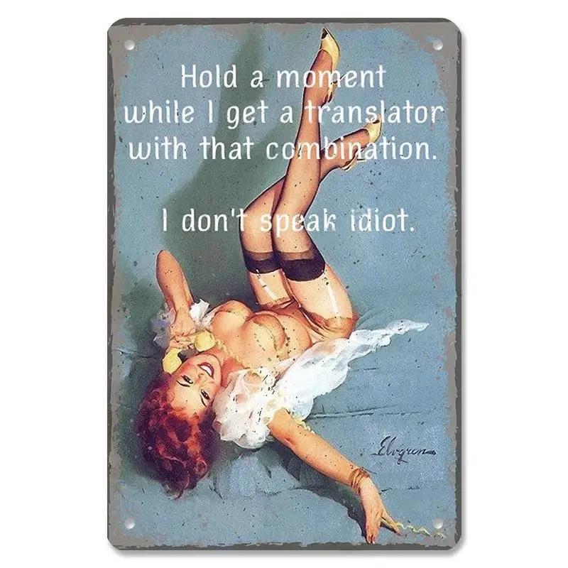 Vintage Metal Sexy Girl Pin Up Girls Plaque Tin Signs Cola Beer Airplane Metal Poster Retro for Bar Pub Club Home Wall Art Decor