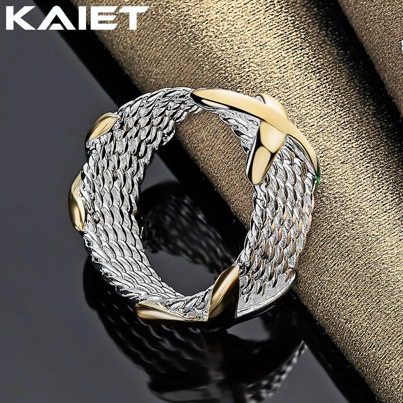 925 Silver Gold Cross 5-10 Ring For Women Lover Party Fashion Accessories Jewelry