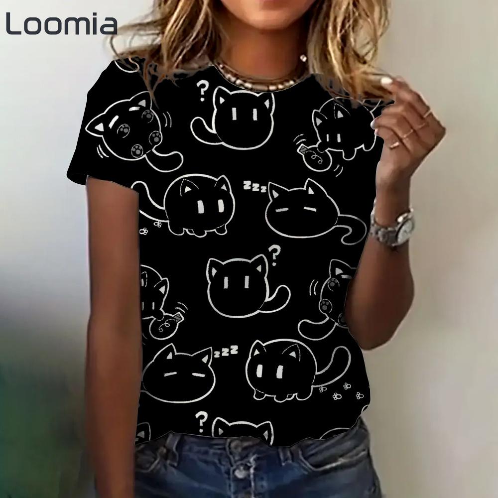 Cartoon Graphic Women's T Shirts Causal Short Sleeve Top Womenimitation Cotton Tees Oversized Female Clothing Ladies Summer Tees