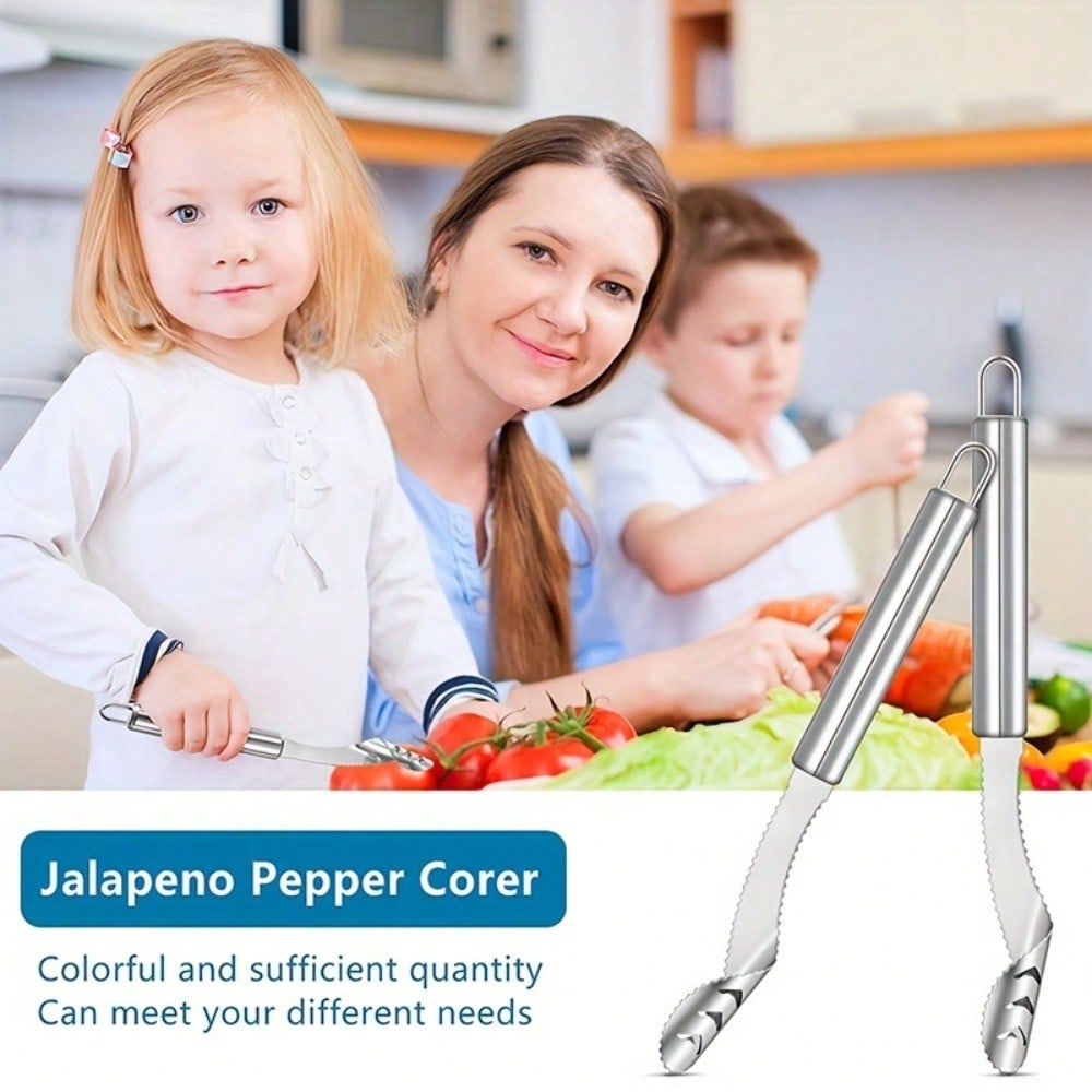 Pepper Corer & Seed Remover - Multifunctional Serrated - Upgrade Your Kitchen with This Stainless Steel