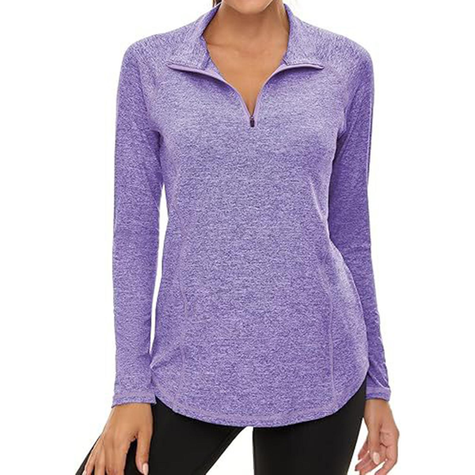 

Women s Casual Half-zip Pullover Long-sleeve Top M фиолетовый