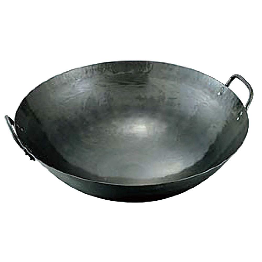 Manyo Wok, Black, 1.2 x 36 cm, Made in Japan, Iron, Hammered, Two-Handed, EX00241