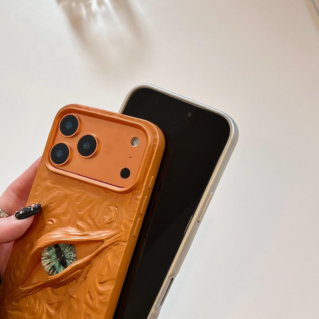 Electroplated 3D Eye Phone Case for iPhone 11-17 Series, TPU Shockproof Cover with Tin Foil Texture, Fashion Art Design