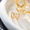 Korean Japanese Dongdaemun Double U Interlocking Earrings, Gold-Plated Copper with Micro Inlaid Zirconia Diamonds.
