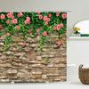 3D Waterproof Fabric Polyester Shower Curtains Patio Flower Wall Landscape Bathroom Curtains With Hooks Bathtub Decor Screen