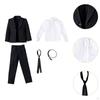 1:6 Formal Suit Long Sleeve Top Uniform Stylish Retro Uniforms Jacket Pants Set with Tie for 12