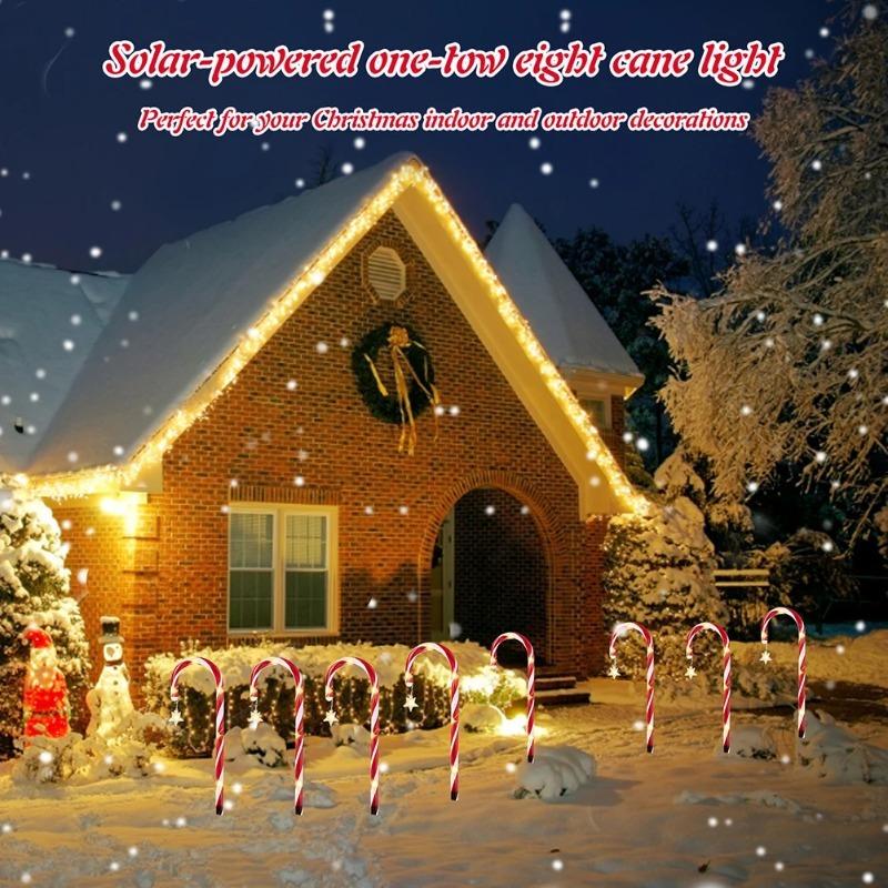 Christmas Candy Cane Lights 8 Modes Timer Remote Waterproof Battery Operated Pathway Marker Garden Landscape Decor Lawn Lights