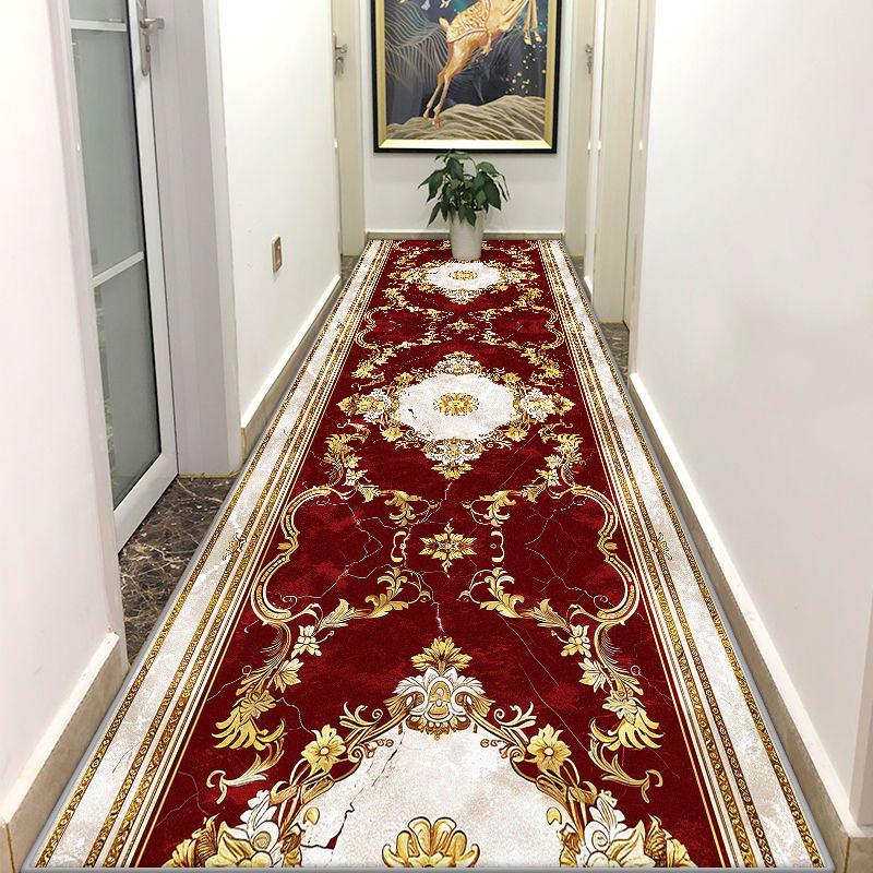 Persian Style Red Home Corridor Decoration Long Rug Lint-free Stair Non-slip Carpet Customizable Hallway Decor Mat Easy Cleaning