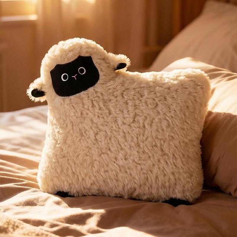 Zwart Gezicht Lam Pluche Kussen Gevuld Kawaii Schaap Grasland Cartoon Dier Kussen Rugsteun Decor Pluche Knuffel Cadeau