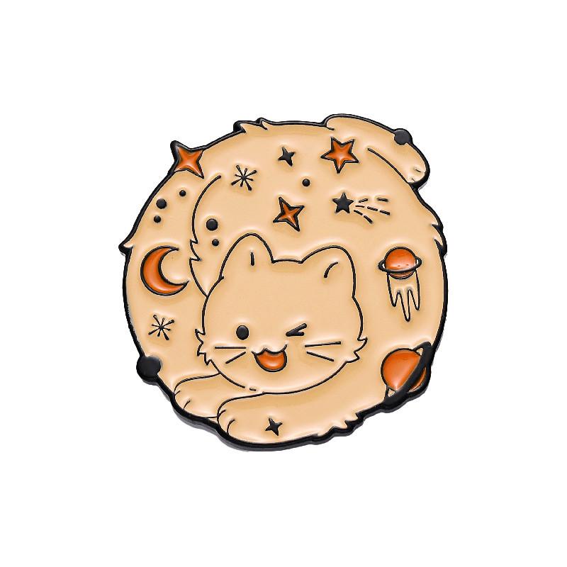 Cute Cartoon Creative Earth Ocean Protection Brooch Adorable Cat Planet Pin For Accessories
