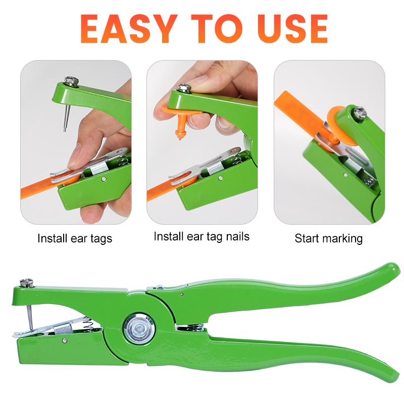 100Pcs Sheep Goat Ear Tag with Number / Ear Tag Pliers Laser Copper Head Earrings Farm Livestock Sheep Ear Identification Tools