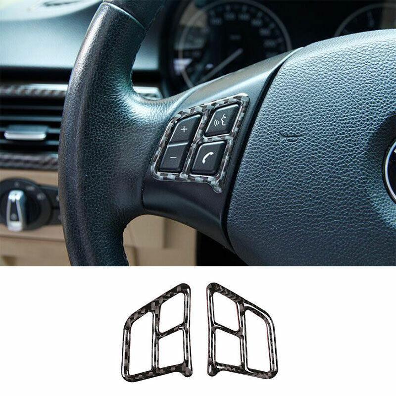 Real Carbon Fiber Steering Wheel Switch Cover Trim For BMW 3-Series 2005-2012