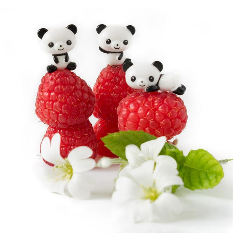 8Pcs/Set Mini Cartoon Panda Fruit Fork Kids Snack Dessert Pick Cake Bento Lunches Party Decoration Forks