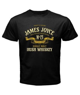 James Joyce Single Malt Irish Whiskey Nr. 15 Reguler Fit Schwarze Unisex-T-Shirts