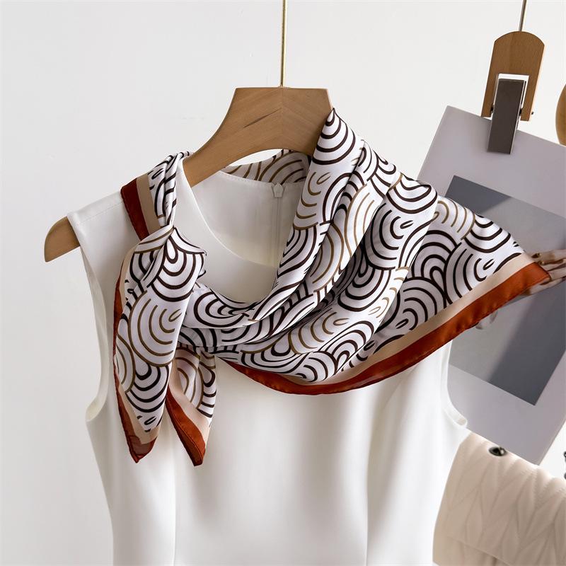 Elegant Spring Floral Silk-Blend Square Scarf - Headscarf & Neck Protection Neckerchief for Women