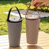 Thermal Lined Striped Tumbler Bag with Handle Insulated Water Bottle Carrier for Commuting Outdoor Activities