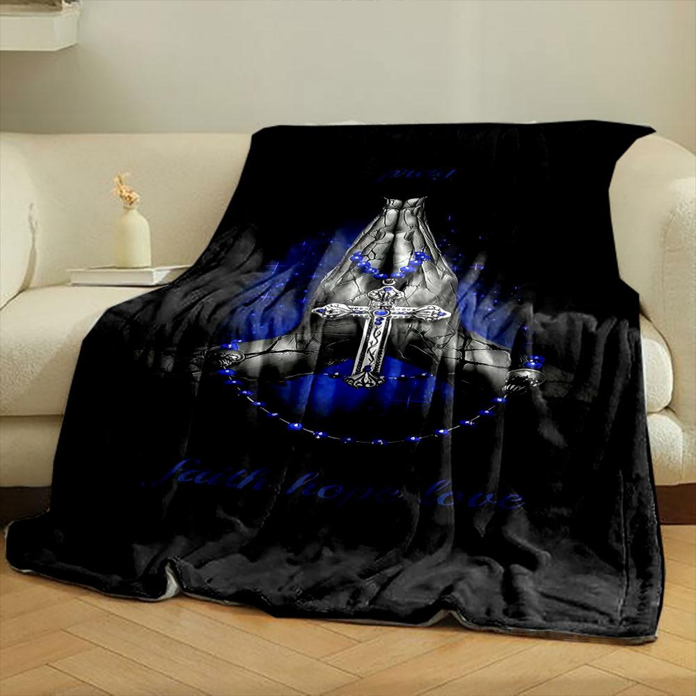 Faith Hope Love Prayer Throw Blanket Printed Blanket for Living Room Bed Couch lunch break Soft Cozy Blanket for Friend's festival Gift