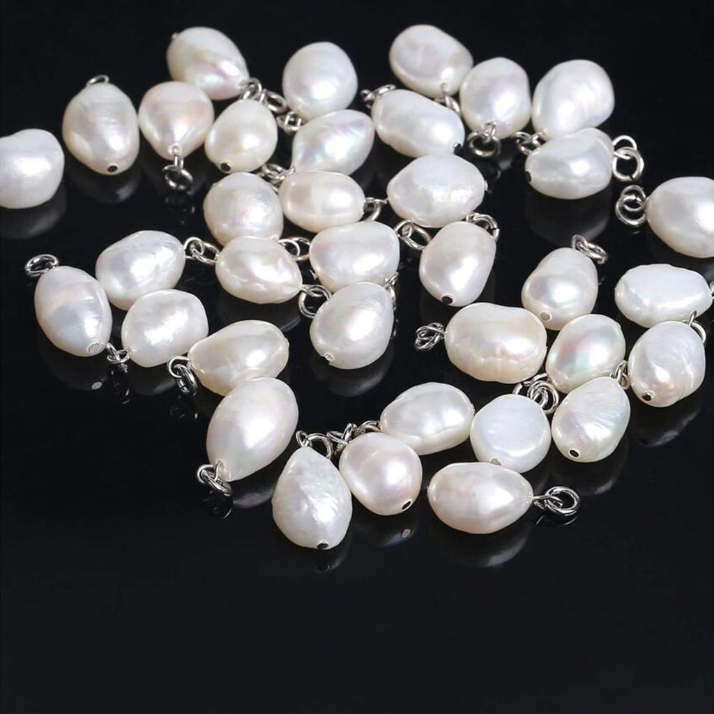 10Pcs/Lot Wholesale Natural Pearl Charm Stainless Steel Jewelry Making Bracelet Necklace DIY Bead Findings