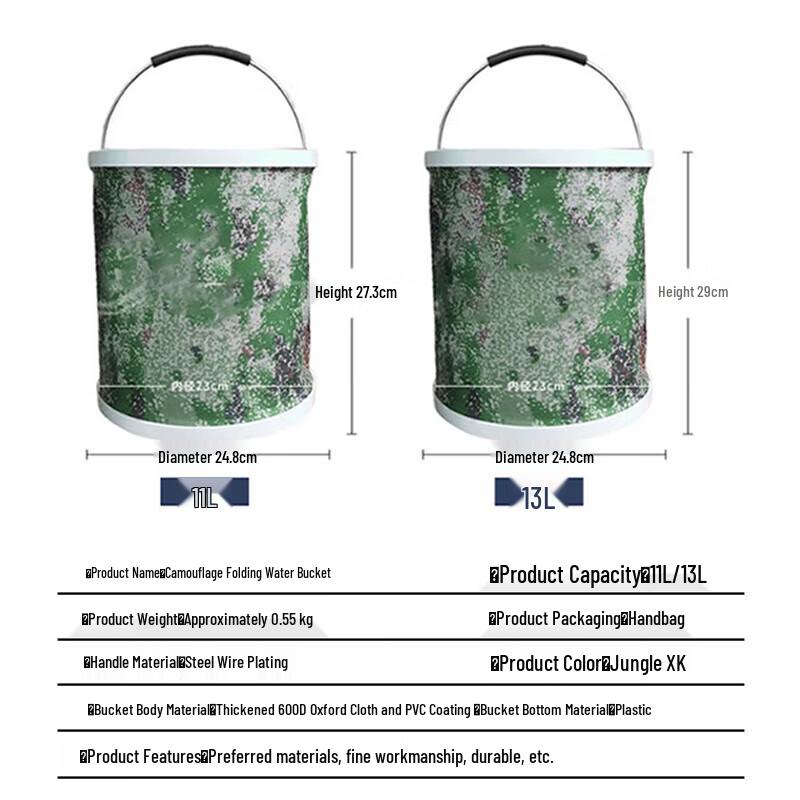 Portable Camouflage Folding Water Bucket