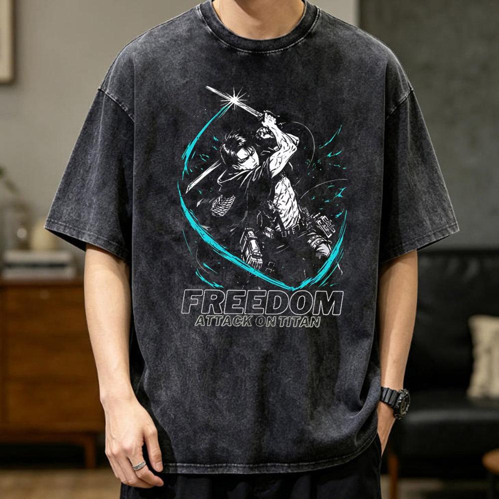 Attack on Titans cotton Vintage Washed teen anime Y2k Retro 2000s Comfortable aesthetic Grunge Comfortable Pastel Gothic