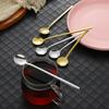 Cute Long Handle Spoons Stainless Steel Golden Coffee Spoon Dessert Ice Cream Spoon Kitchen Food Tableware Dinner Set Wedding