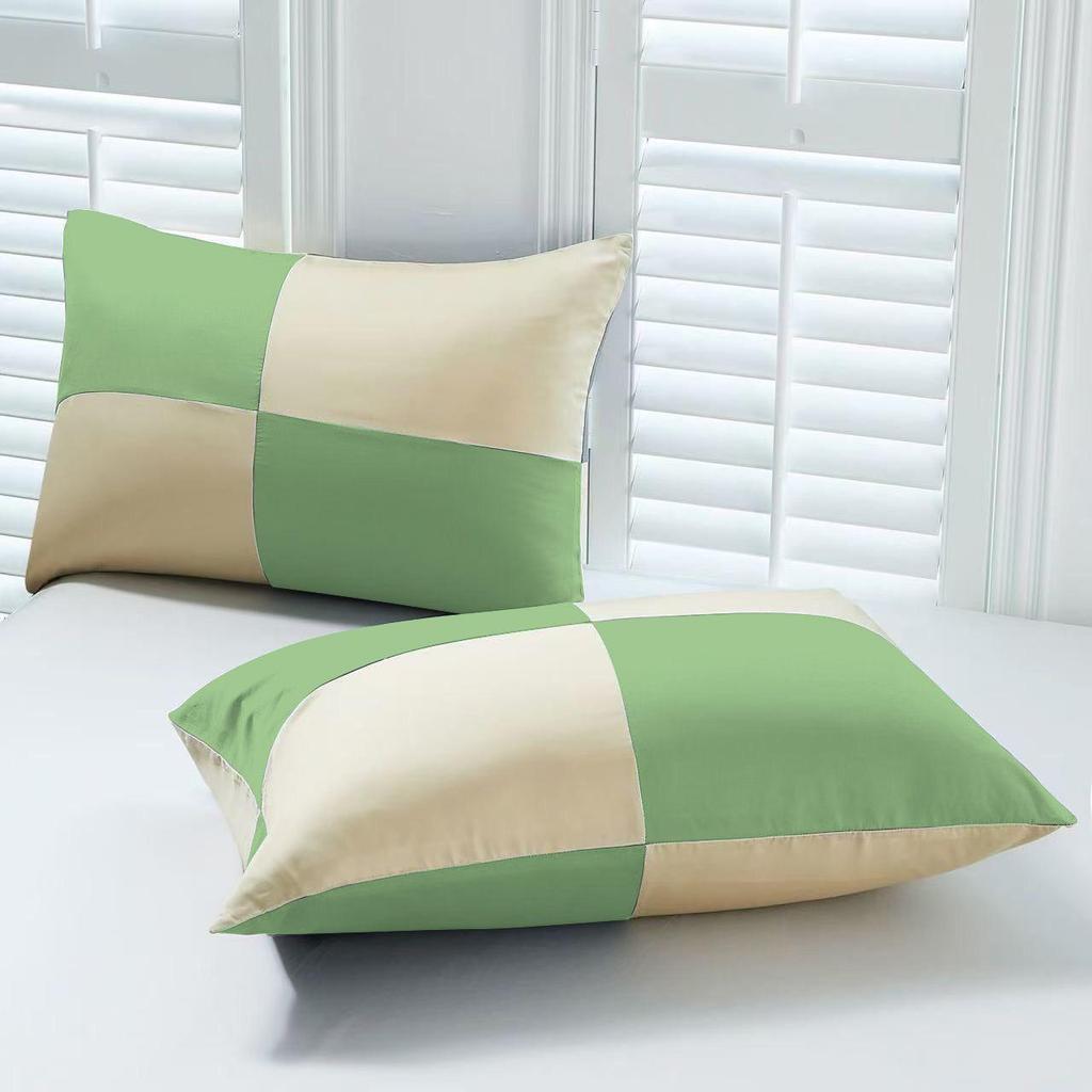 Set of Two Silky Soft Bamboo Fiber Patchwork Pillowcases with a Cool Feel