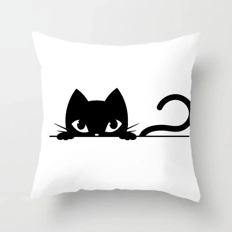 Totenkopf Katze Schwarze Katze Heimdeko Kissenbezug Freche Katze Sofa Autodekoration x Kissenbezug Quadratischer Polyester Kissenbezug