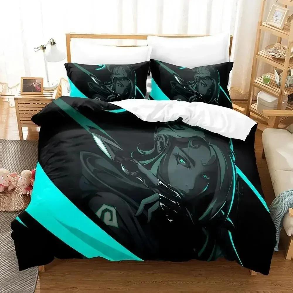 New Game Jett Valorant Bedding Set Single Twin Full Queen King Size Bed Set Adult Kid Bedroom Duvet Cover Sets Anime Yataklar