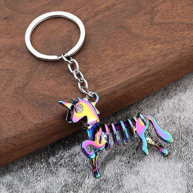 Creative Dinosaur Unicorn Skeleton Keychain Animal Bones Keyring For Women Men Bag Charm Car Key Ring Child Halloween Toy Gifts