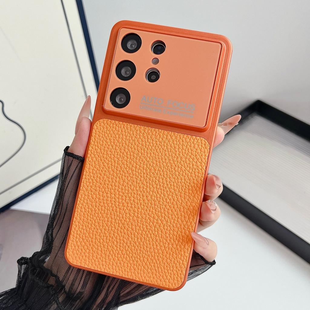 Business Classic Leather Textured Solid Color Phone Case For Samsung Galaxy S26 S25 S24 S23 Ultra Camera Protection Matte Cover