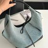 Vintage Bow Denim Handbag Women New Harajuku Patchwork Chic Casual Shoulder Bags Ladies Hot Girls Blue Underarm Bag