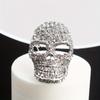 Silver Rhinestone Skull Brooch, Gothic Punk Statement Pin for Halloween & Daily Wear