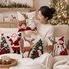 4PCS Snowman Holiday Cushion Cover Santa Claus Xmas Pillow Cover  Home Holiday Decor