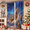 2 Santa Claus Sled Print Perforated Blackout Curtains Multiple Size Living Room Bedroom Insulation Decoration Machine Washable